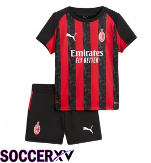 Soccer Jersey AC Milan Kids Home Red Black 2025/2026