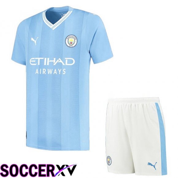 Manchester City Kids Soccer Jersey Home Blue 2023/2024