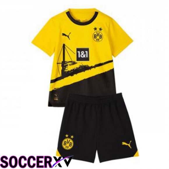 Dortmund BVB Kids Soccer Jersey Home Yellow Black 2023/2024