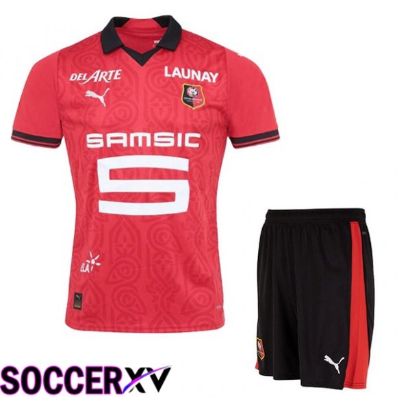 Stade Rennais Kids Soccer Jersey Home Red 2023/2024