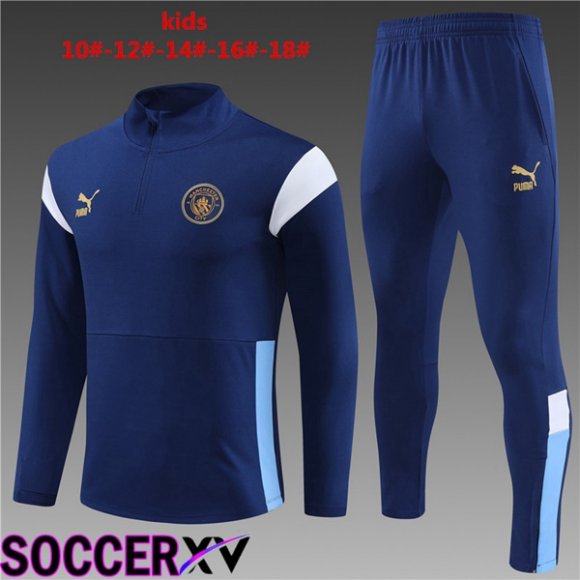 Manchester City Kids Training Tracksuit Suit Royal Bluee 2023/2024