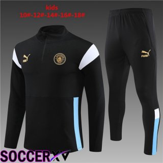 Manchester City Kids Training Tracksuit Suit Black 2023/2024