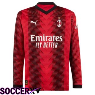 AC Milan Soccer Jersey Home Long Sleeve Red 2023/2024