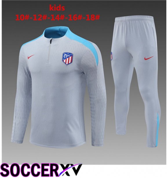 Atletico Madrid Kids kit Training Tracksuit Grey 2024/2025