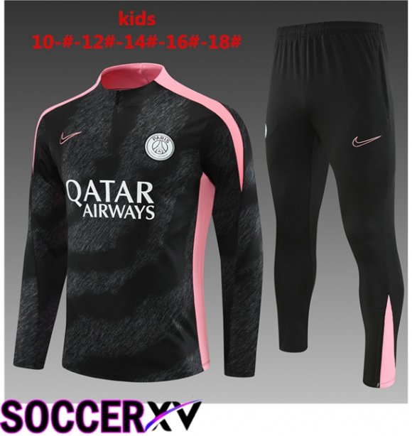 Paris PSG Kids kit Training Tracksuit Black 2024/2025