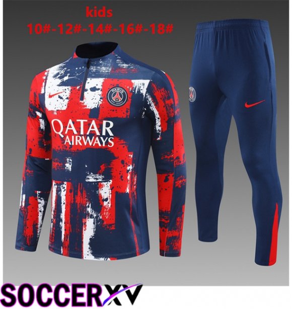 Paris PSG Kids kit Training Tracksuit Blue Royal Red 2024/2025