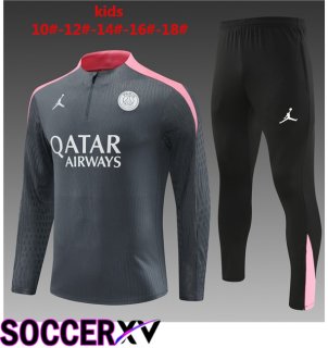 Paris PSG Kids kit Training Tracksuit Grey 2024/2025