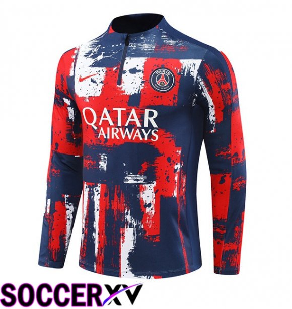 Paris PSG Training Sweatshirt Red Blue 2024/2025