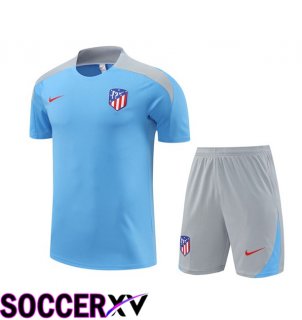 Atletico Madrid kit Training T Shirt + Shorts Blue 2024/2025