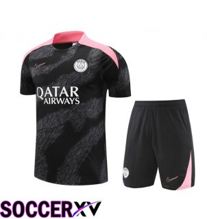 Paris PSG kit Training T Shirt + Shorts Black 2024/2025