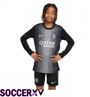 Soccer Jersey Paris PSG Kids Goalkeeper Long sleeve Black 2025/2026