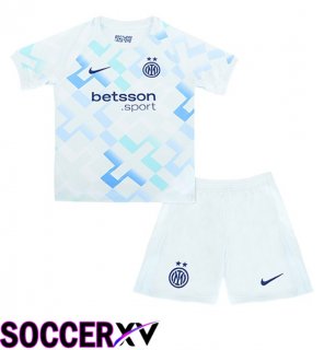 Soccer Jersey Inter Milan Kids Away White Blue 2025/2026