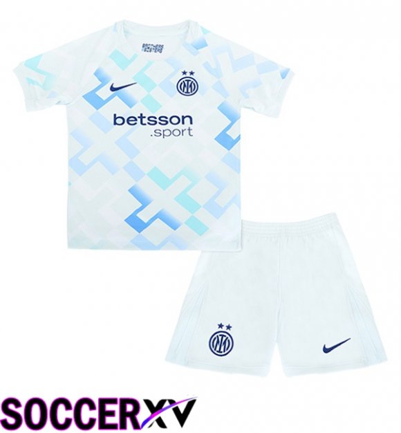 Soccer Jersey Inter Milan Kids Away White Blue 2025/2026