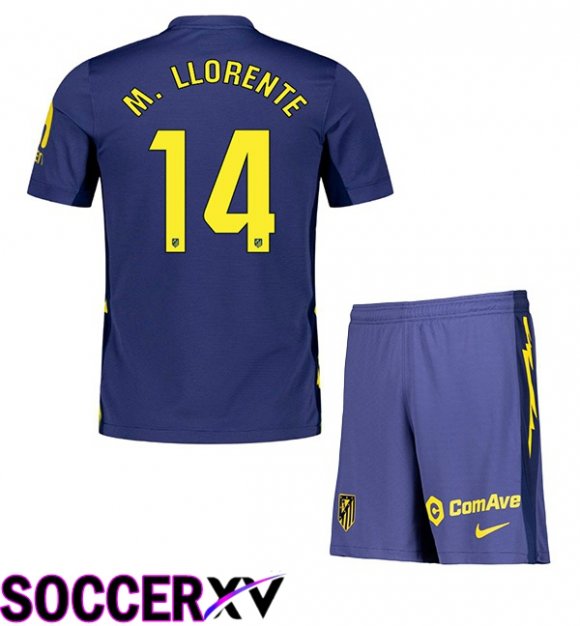 Soccer Jersey Atletico Madrid (M. LLORENTE 14) Kids Away Blue Royal 2025/2026