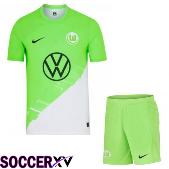 Vfl Wolfsburg Kids Soccer Jersey Home Green 2023/2024