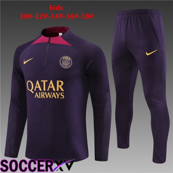 Paris PSG Kids Training Tracksuit Suit Purple 2023/2024