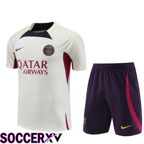 Paris PSG Training T Shirt + Shorts White 2023/2024