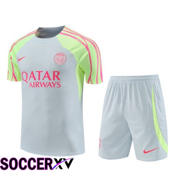 Paris PSG Training T Shirt + Shorts Grey 2023/2024