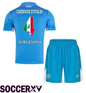 Soccer Jersey SSC Napoli Campioni D'Italia Kids Home Blue 2024/2025