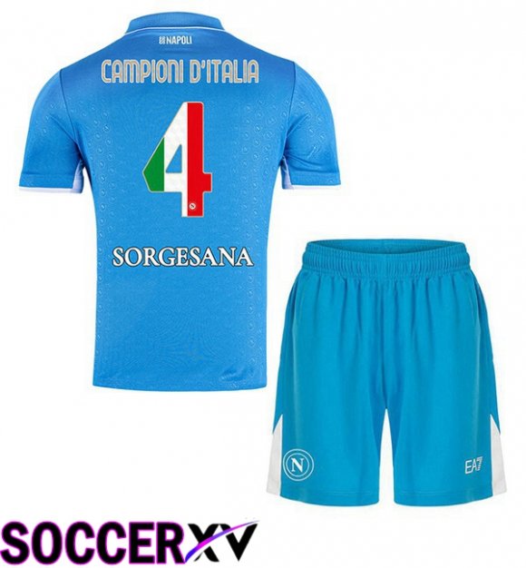 Soccer Jersey SSC Napoli Campioni D'Italia Kids Home Blue 2024/2025