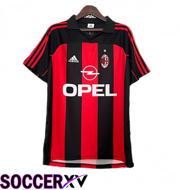 AC Milan Retro Home Soccer Jersey Black Red 2000-2002