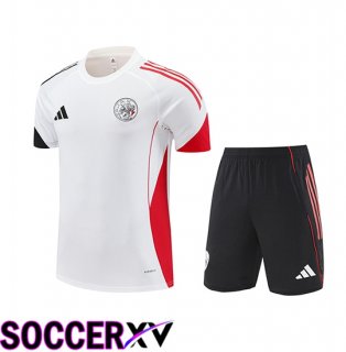 Ajax Kids Training T Shirt White Black Red 2025 2026