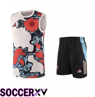 Bayern Munich Kids kit Soccer Vest Beige Red Blue 2025 2026