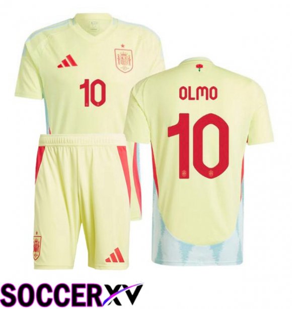 Spain (OLMO 10) Kids Away Soccer Jersey Yellow UEFA Euro 2024