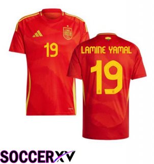 Spain (LAMINE YAMAL 19) Home Soccer Jersey Red UEFA Euro 2024