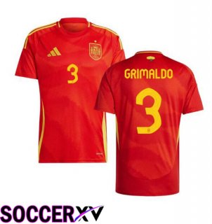 Spain (GRIMALDO 3) Home Soccer Jersey Red UEFA Euro 2024