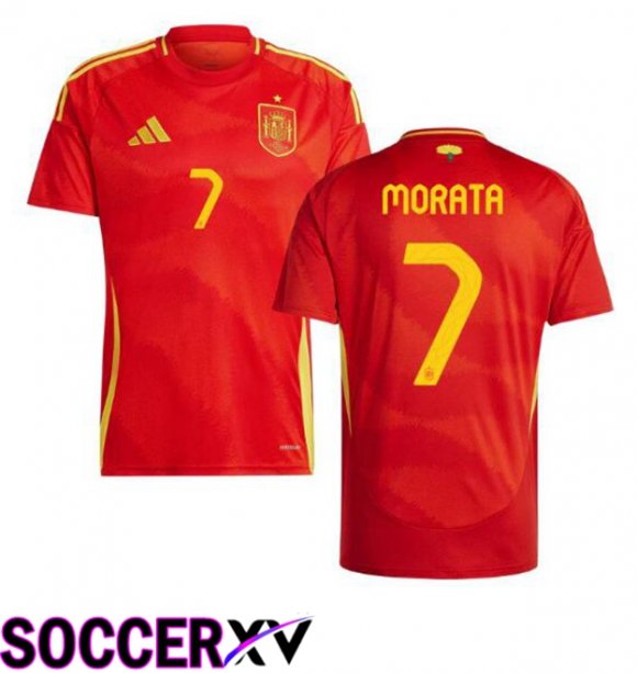 Spain (MORATA 7) Home Soccer Jersey Red UEFA Euro 2024