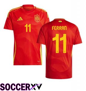 Spain (FERRAN 11) Home Soccer Jersey Red UEFA Euro 2024