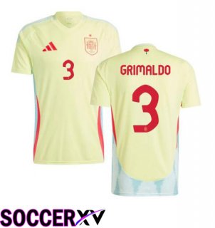 Spain (GRIMALDO 3) Away Soccer Jersey Yellow UEFA Euro 2024