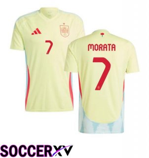 Spain (MORATA 7) Away Soccer Jersey Yellow UEFA Euro 2024