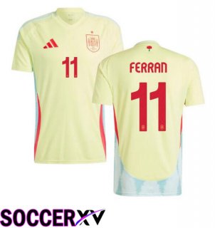 Spain (FERRAN 11) Away Soccer Jersey Yellow UEFA Euro 2024