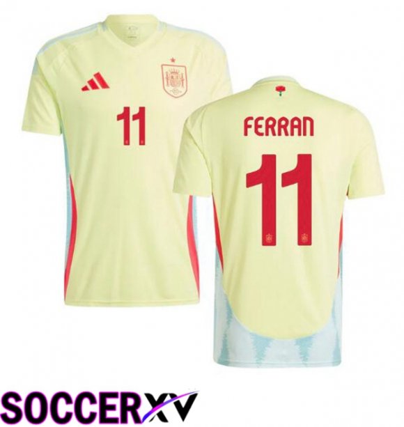 Spain (FERRAN 11) Away Soccer Jersey Yellow UEFA Euro 2024