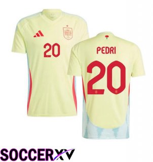 Spain (PEDRI 20) Away Soccer Jersey Yellow UEFA Euro 2024