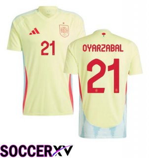 Spain (OYARZABAL 21) Away Soccer Jersey Yellow UEFA Euro 2024