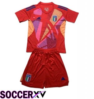 Italy Kids Goalkeeper Soccer Jersey Red 2024/2025