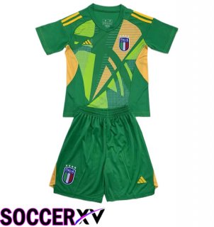 Italy Kids Goalkeeper Soccer Jersey Green 2024/2025