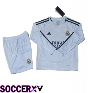 Real Madrid Kids Home Soccer Jersey Long sleeve 2024/2025