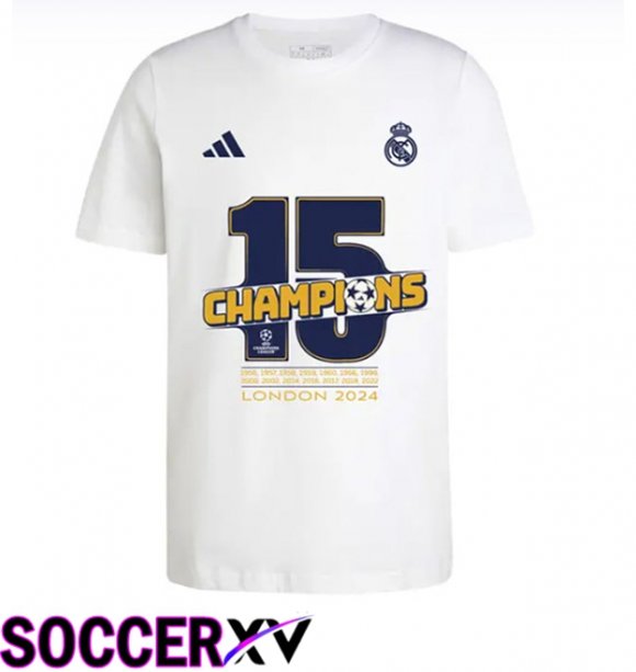 Real Madrid Soccer Jersey T-Shirt Champions 15 White 2024/2025