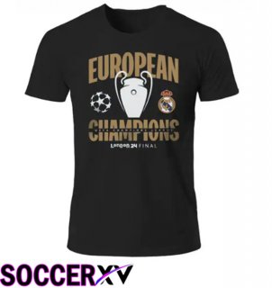 Real Madrid Soccer Jersey T-Shirt Champions 15 Black 2024/2025