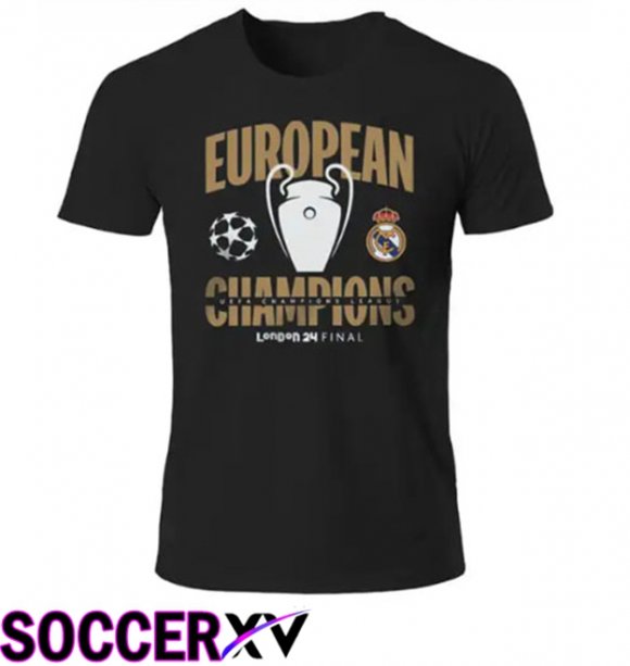 Real Madrid Soccer Jersey T-Shirt Champions 15 Black 2024/2025