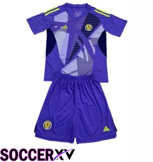 Scotland Kids Goalkeeper Soccer Jersey Purple UEFA Euro 2024