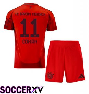 Bayern Munich (Coman 11) Kids Home Soccer Jersey Red 2024/2025