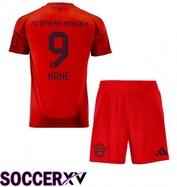 Bayern Munich (Kane 9) Kids Home Soccer Jersey Red 2024/2025