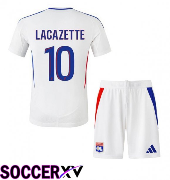 lyon OL (LACAZETTE 10) Kids Home Soccer Jersey White 2024/2025