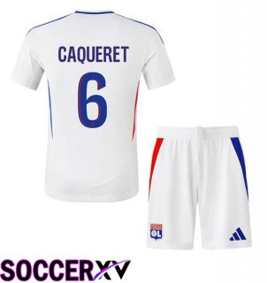 lyon OL (CAQUERET 6) Kids Home Soccer Jersey White 2024/2025