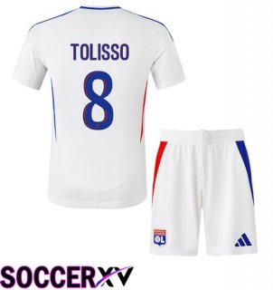 lyon OL (TOLISSO 8) Kids Home Soccer Jersey White 2024/2025